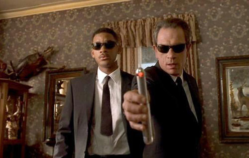 A character from the film Men In Black uses their mind-wiping device